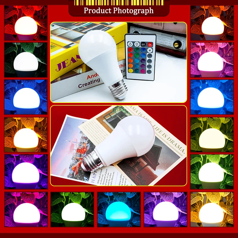 מנורת לד חכמה RGB משולבת צבעים עם שלט רחוק, הברגה E27 ותאורת אווירה מתקדמת (Copy)