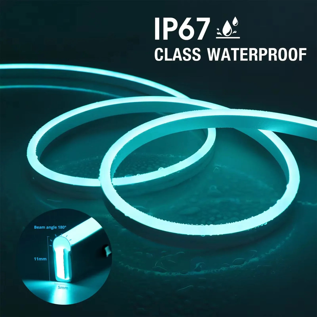 רצועת ניאון LED RGB חכמה 1/2/3/5M IP65 USB עם שליטה באפליקציה ושלט רחוק (Copy)