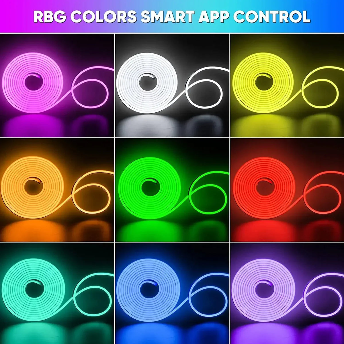 רצועת ניאון LED RGB חכמה 1/2/3/5M IP65 USB עם שליטה באפליקציה ושלט רחוק (Copy)