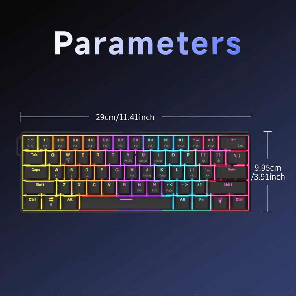 מקלדת מכאנית Ajazz NK61 | 61 מקשים | תאורת RGB | מתגים אדומים Hot-Swap